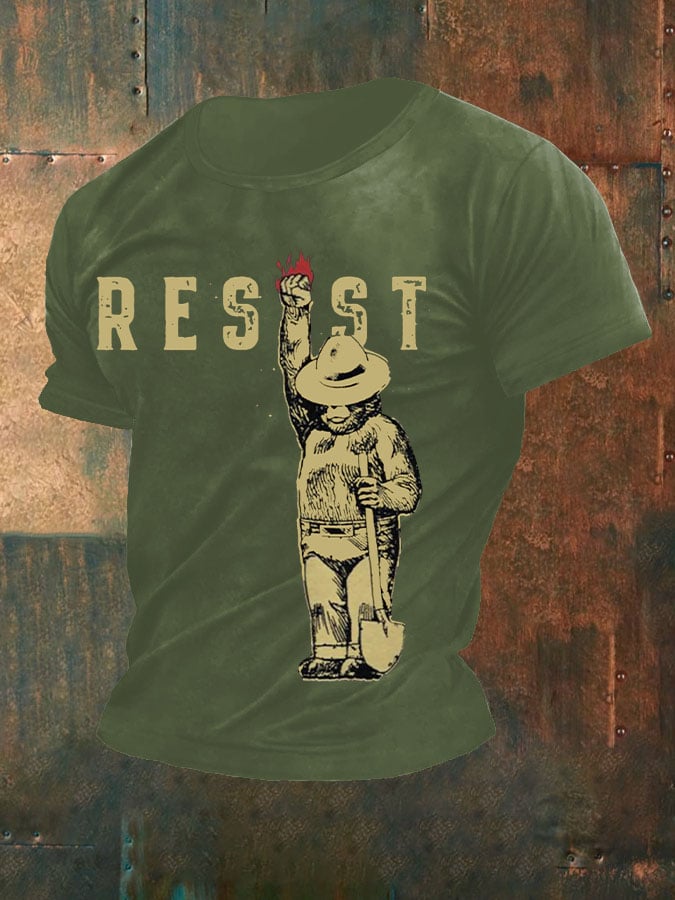 Men's Support National Parks Printed Round Neck T-Shirt