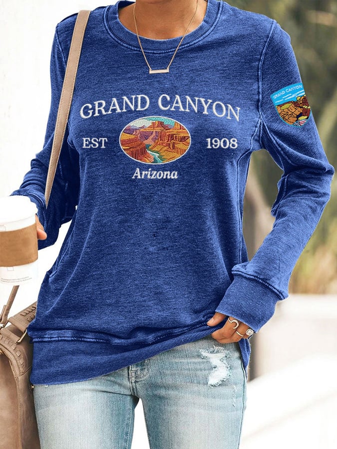 Retro Grand Canyon National Park Print Sweatshirt