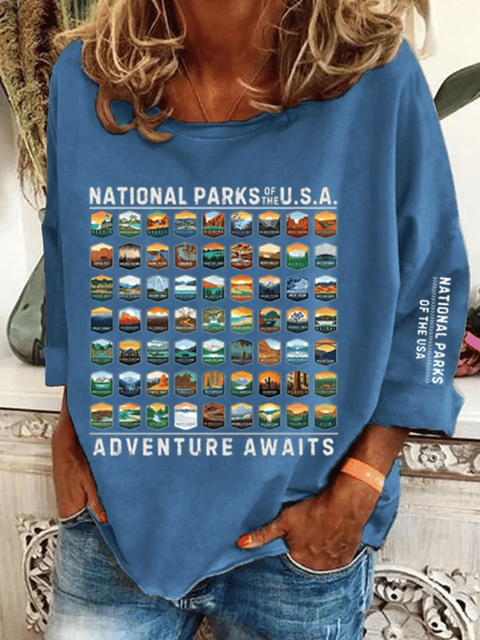 Women's National Parks Of The USA Heat Transfer Casual Sweatshirt