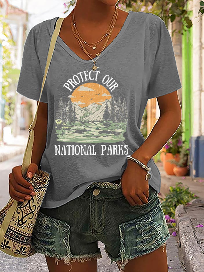 Women's Protect Our National Parks Printed Short-Sleeved T-Shirt