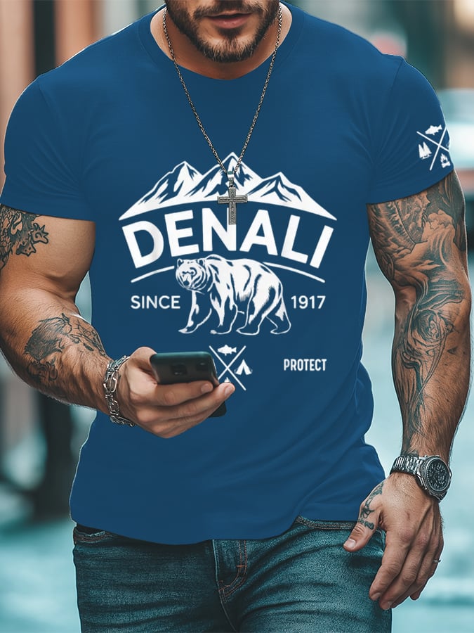 Men's Protect Our National Parks Printed Round Neck T-Shirt