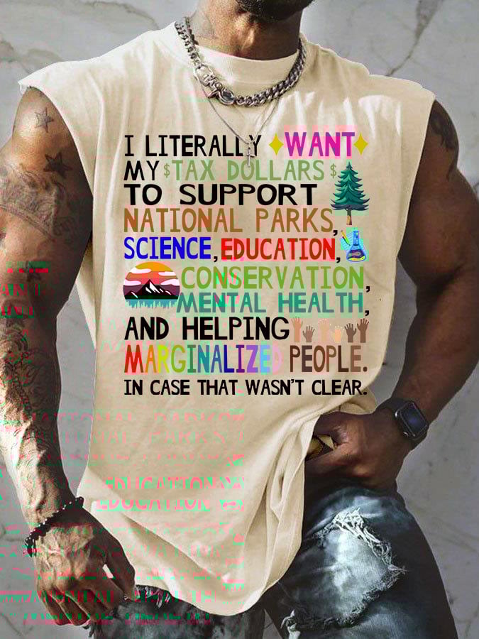 Men's Support Our National Parks Print Round Neck Tank Top