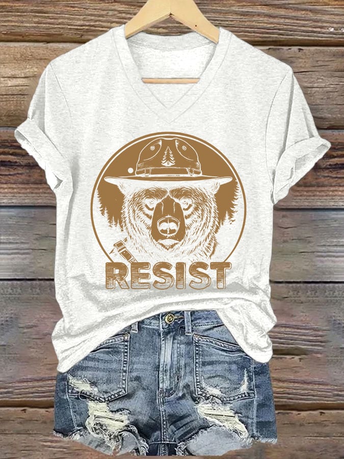 Women's Protect Our National Parks Print V Neck T-Shirt