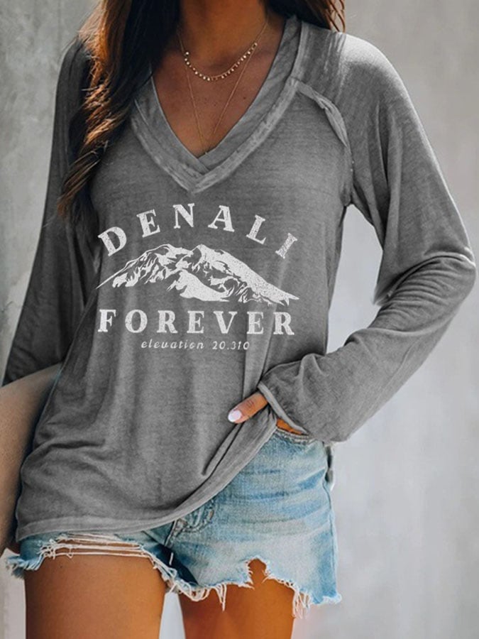 V-neck Retro Denali Forever Elevation 20,310 Print T-Shirt