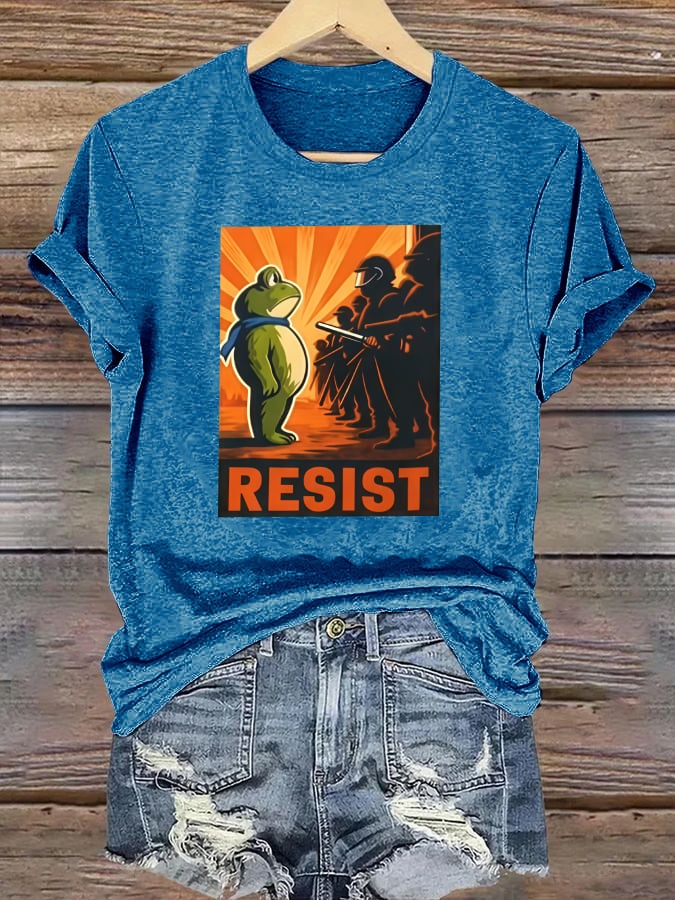 Women's Portland Frog Resist Printed Casual T-Shirt