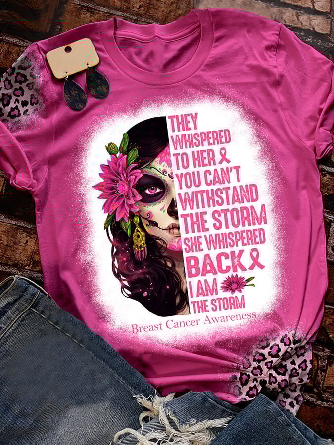 In October We Wear Pink Print T-Shirt