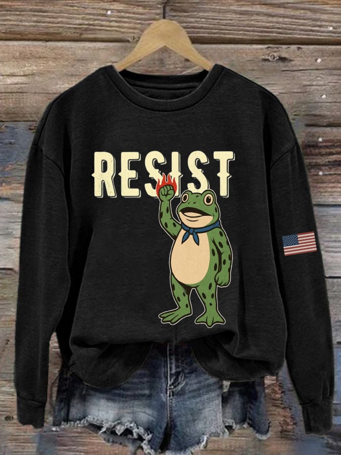 Women's Portland Frog Print Casual Sweatshirt