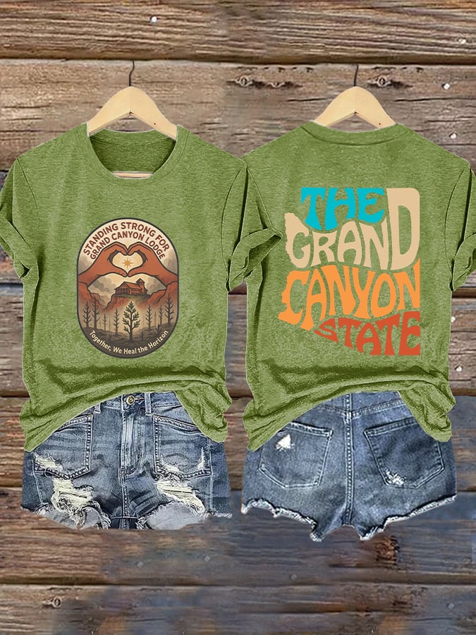 Retro Standing Strong For Grand Canyon Lodge Together, We Heal The Horizon .The Grand Canyon State Arizona Print T-Shirt