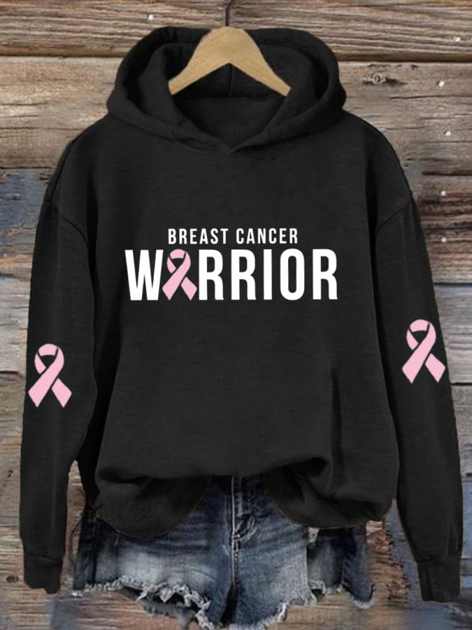 Women's Breast Cancer Sequin Pink Ribbon Hoodie