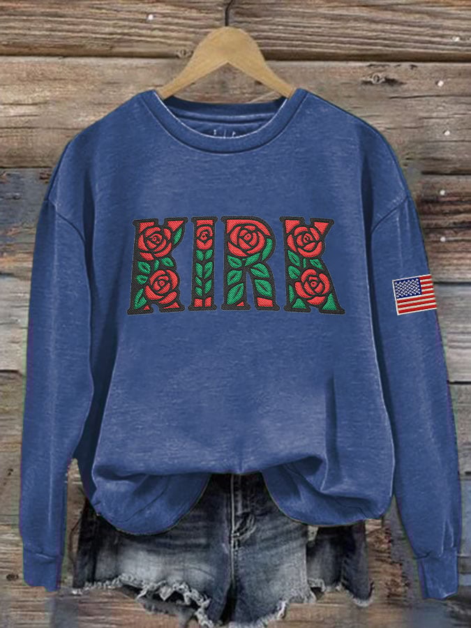 Women's Retro Rose Print Sweatshirt