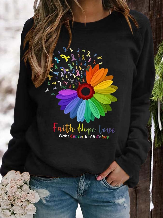 Breast Cancer Crew Neck Long Sleeve Sweatshirt