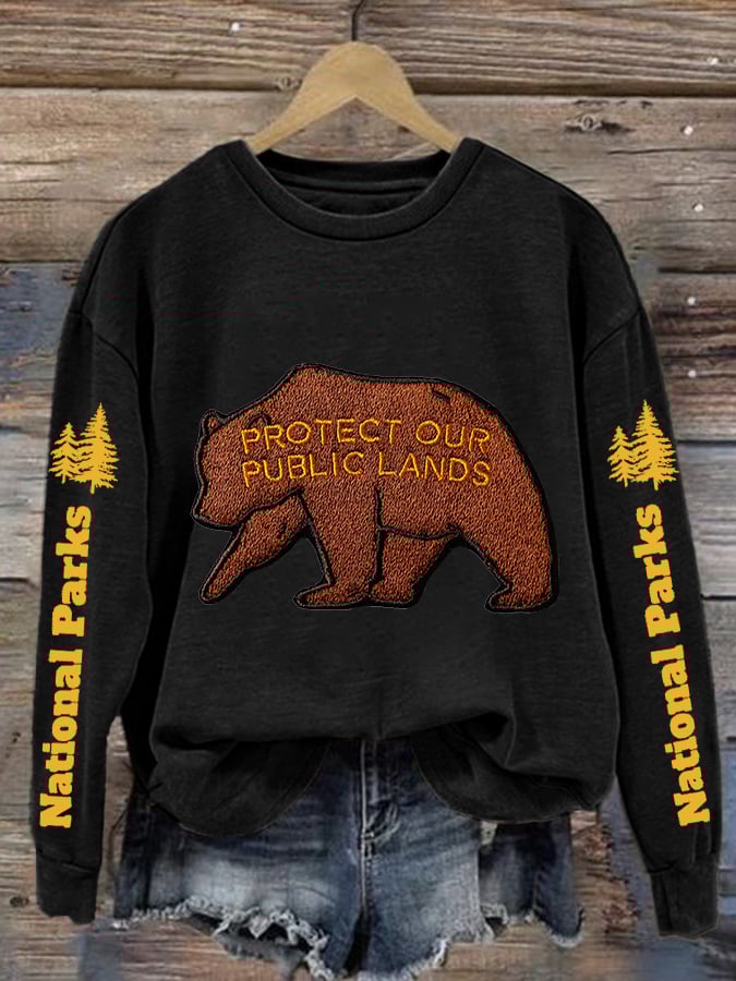 Women'S Protect Our Public Lands National Parks Print Sweatshirt