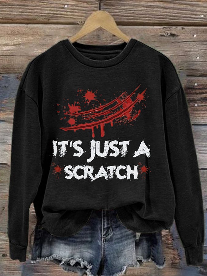 It'S Just A Scratch Halloween Women'S Printed Casual Long-Sleeved Sweatshirt