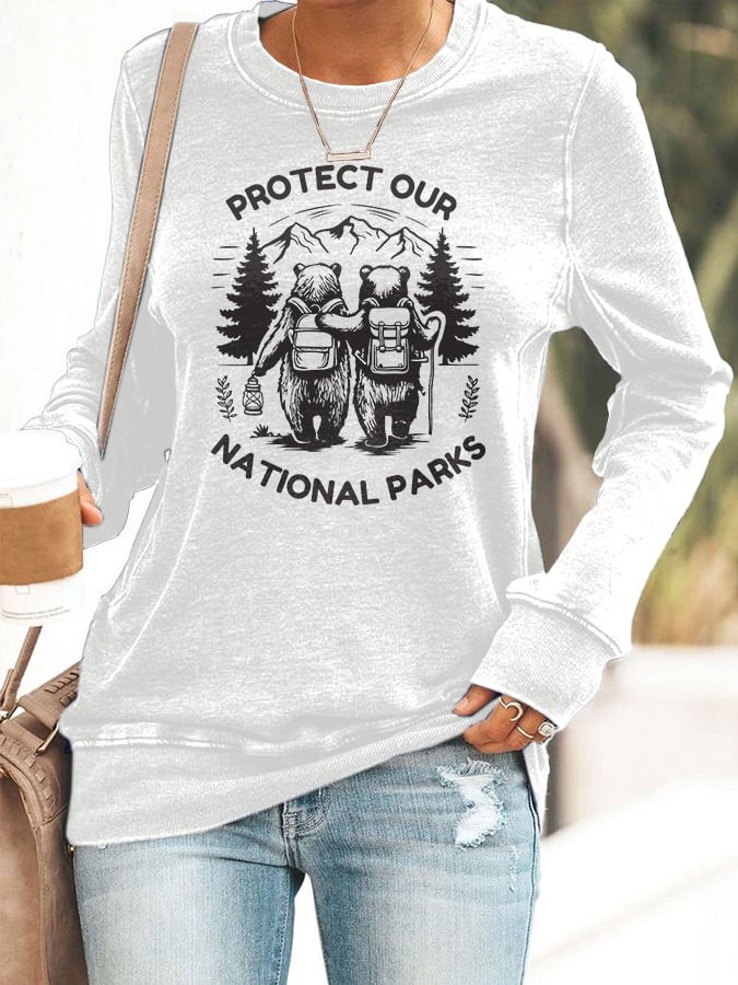 Retro Protect Our National Parks Print Sweatshirt
