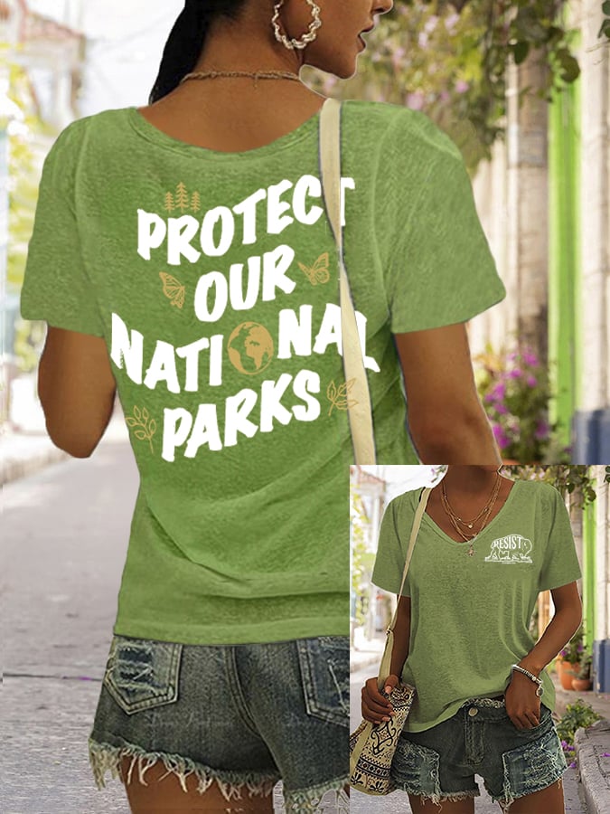 Women's Protect Our National Parks Printed Short-Sleeved T-Shirt