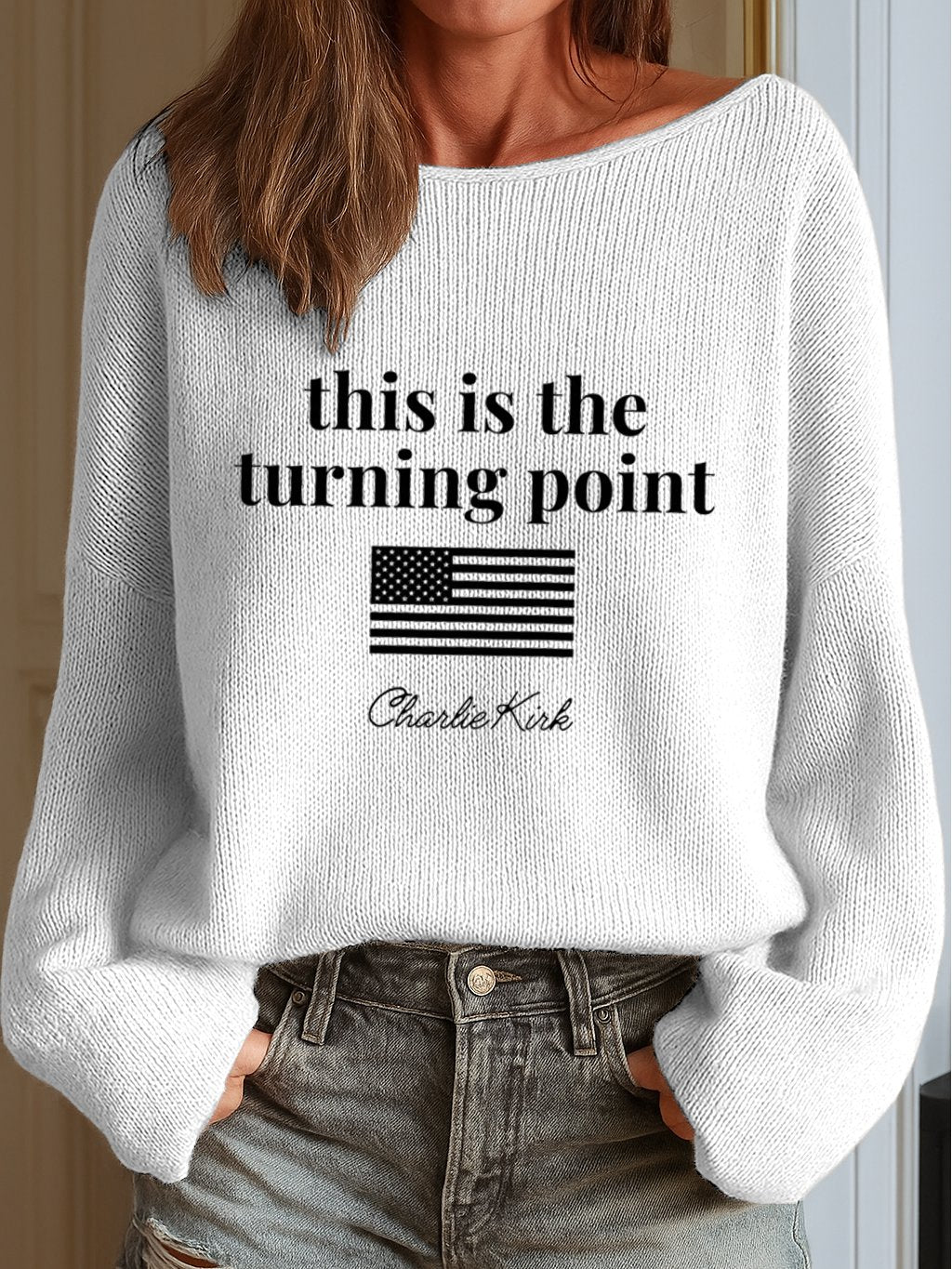 Women's This Is The Turning Point Print Knit Top