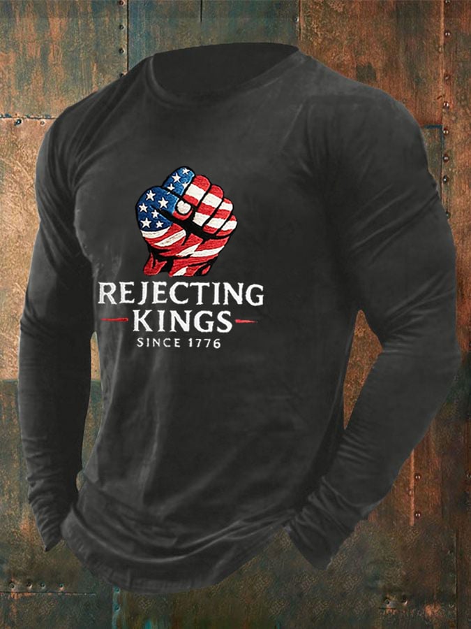 Men'S “Rejecting Kings Since 1776” Print Casual T-Shirt