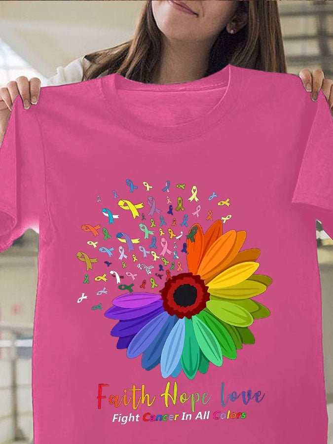 Breast Cancer Print Casual T-Shirt