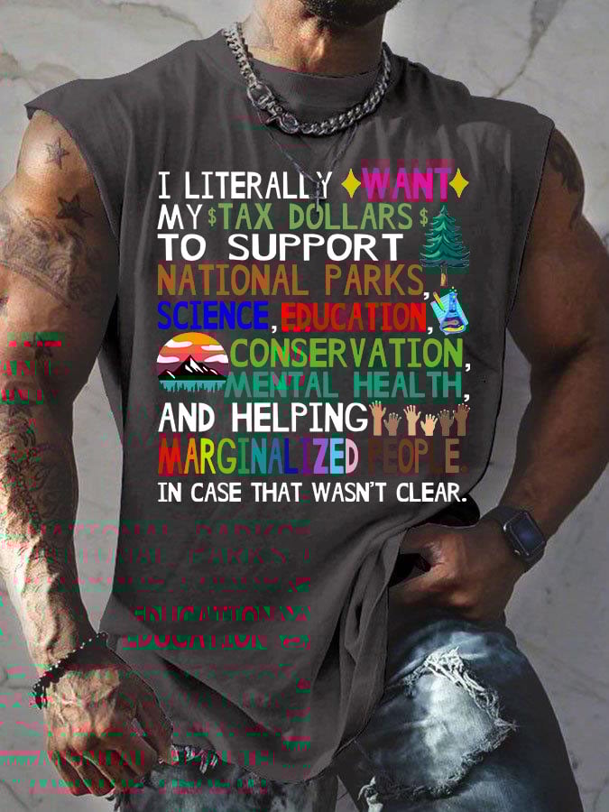 Men's Support Our National Parks Print Round Neck Tank Top