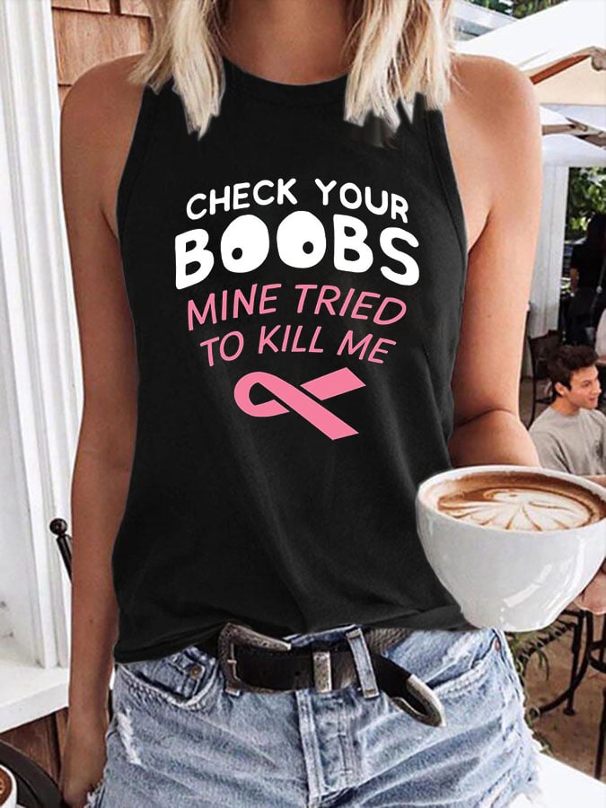 Women'S Breast Cancer Crew Neck Vest