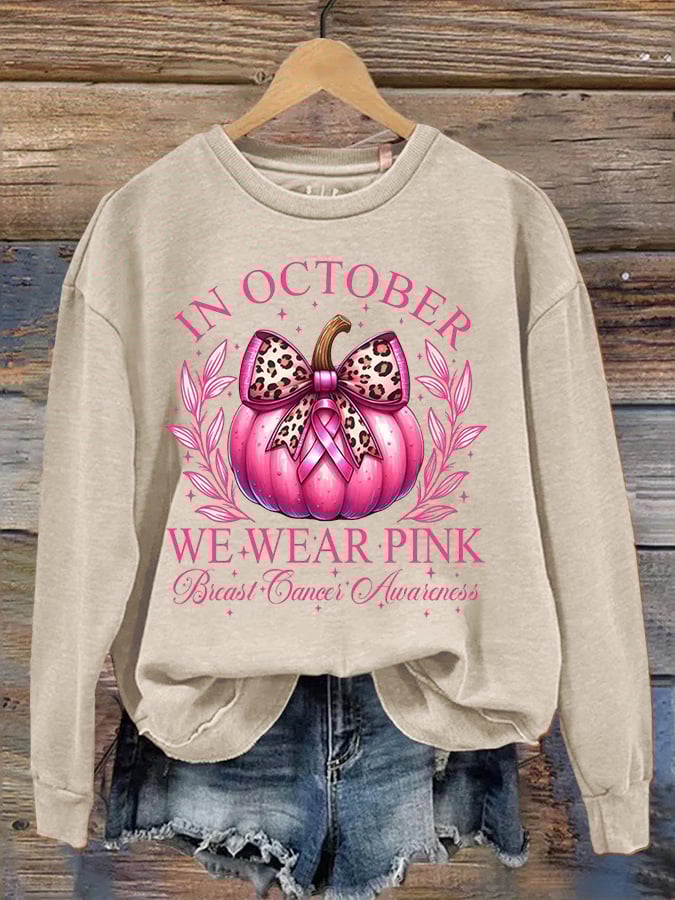 Women's Casual October We Wear Pink Pumpkin Sweatshirt
