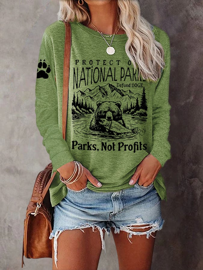 Women's Protect Our National Parks Print Casual T-Shirt