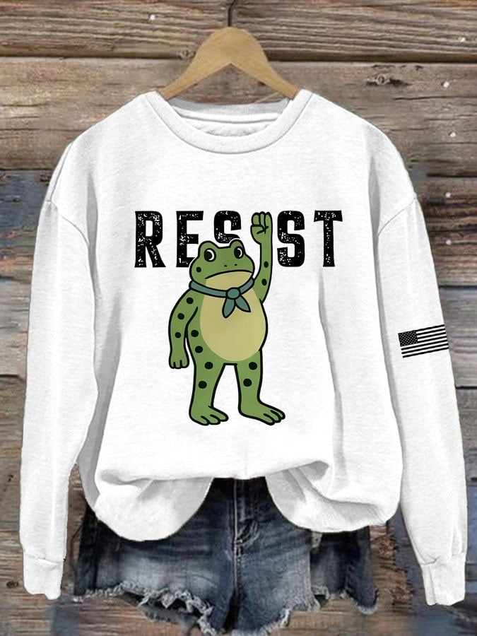 Women's Portland Frog Print Casual Sweatshirt