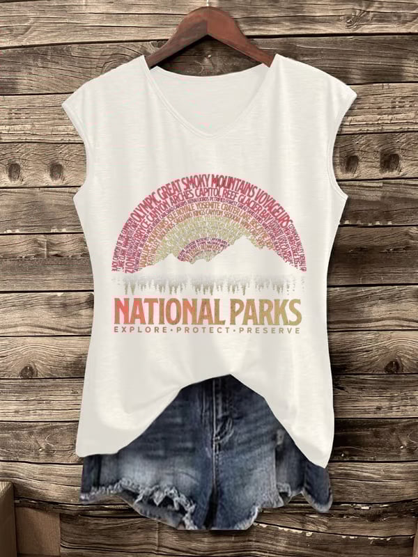 Women's Hotspots 63 National Parks Explore, Protect, And Preserve Print Casual Vest