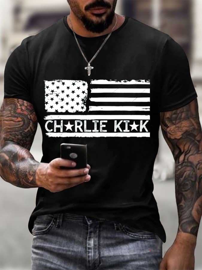 Men's Freedom Flag Print T-Shirt
