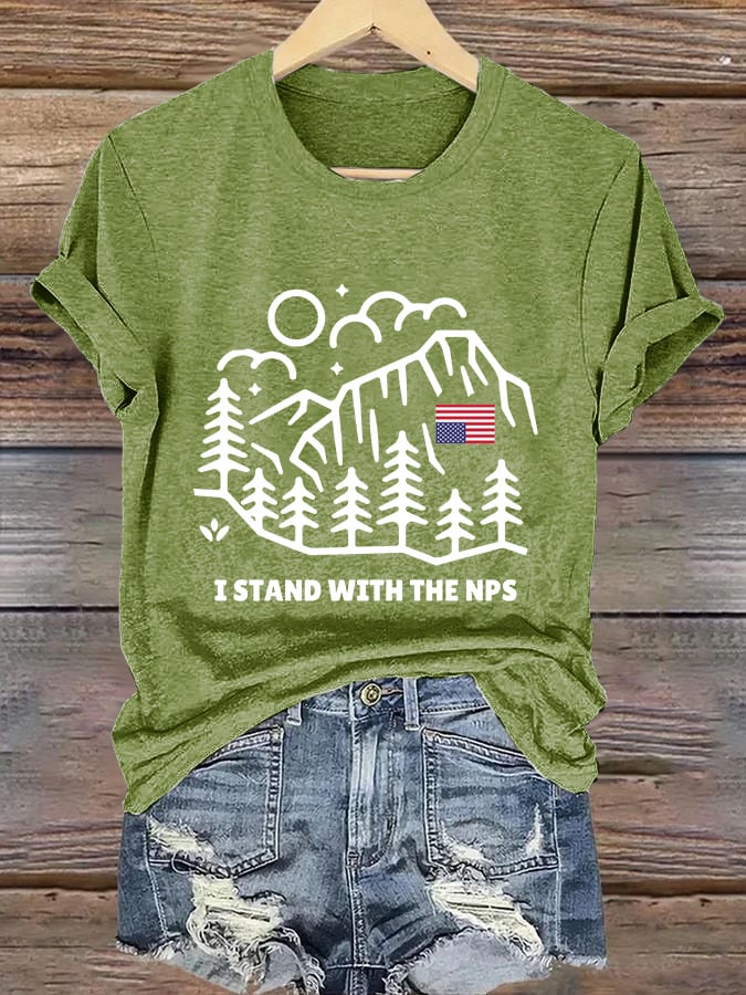 Retro I Stand With The NPS National Park Support Print T-Shirt