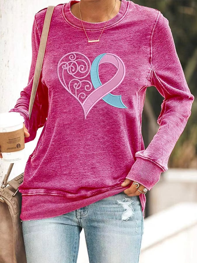 Women's Breast Cancer Awareness Print Sweatshirt