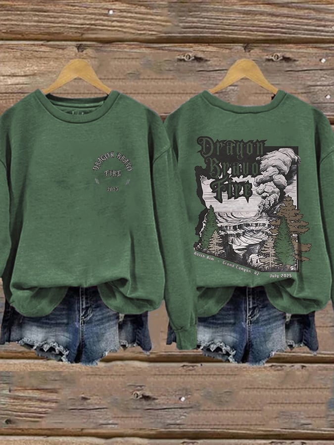 Retro Dragon Bravo Fire North Rim Grand Canyon, AZ July 2025 Print Sweatshirt