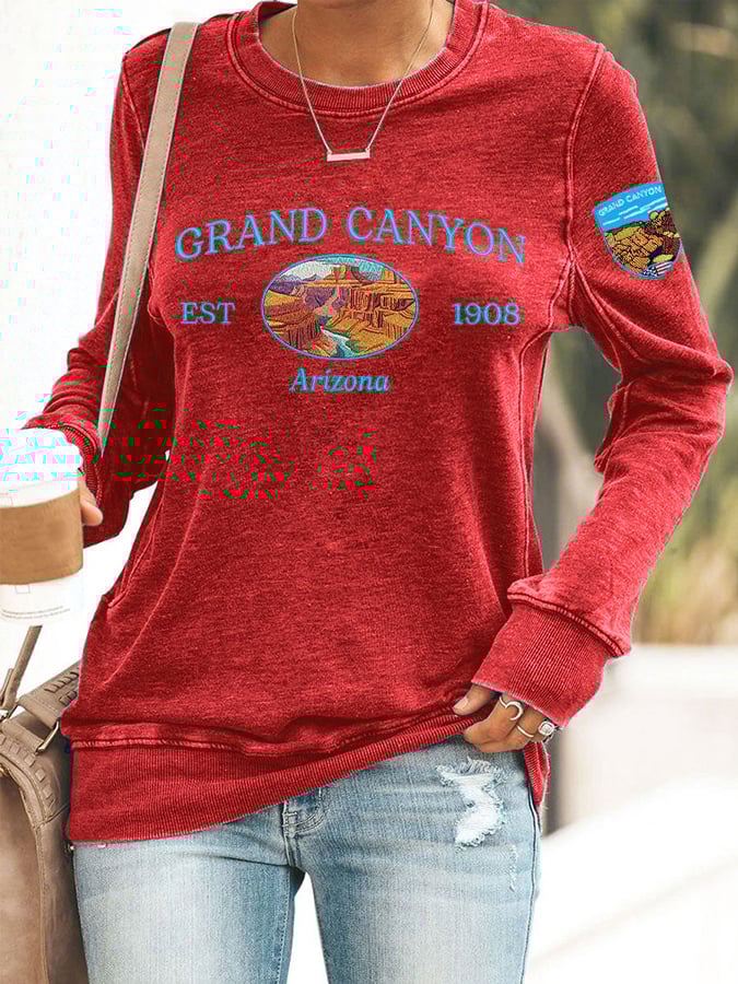Retro Grand Canyon National Park Print Sweatshirt