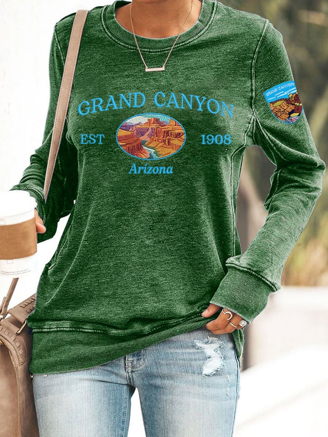 Retro Grand Canyon National Park Print Sweatshirt