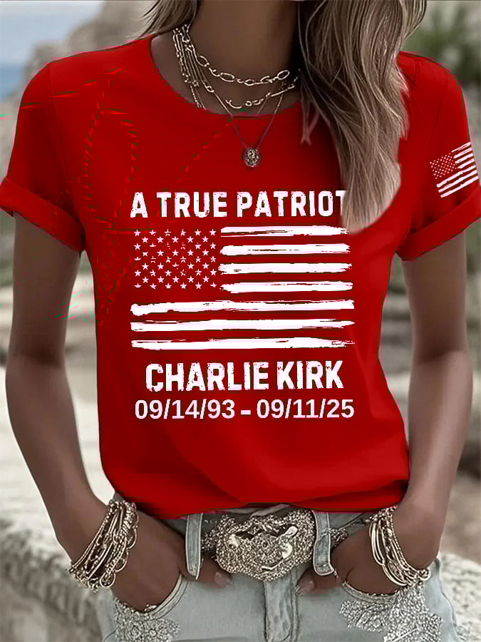Women's Retro A True Patriot Print T-Shirt