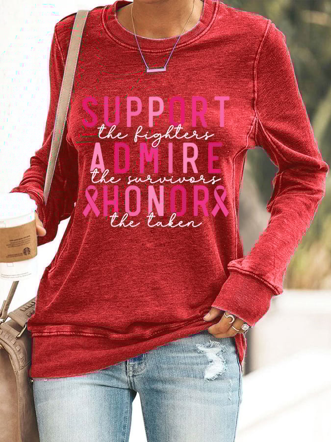 Women'S Casual Support The Fighter Admire The Survivors Honor The Taken Long-Sleeved Sweatshirt