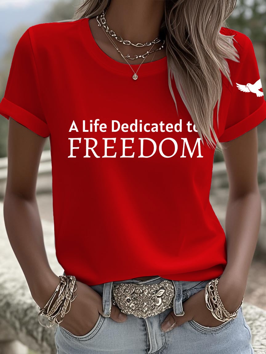 Retro A Life Dedicated To Freedom Print T-Shirt