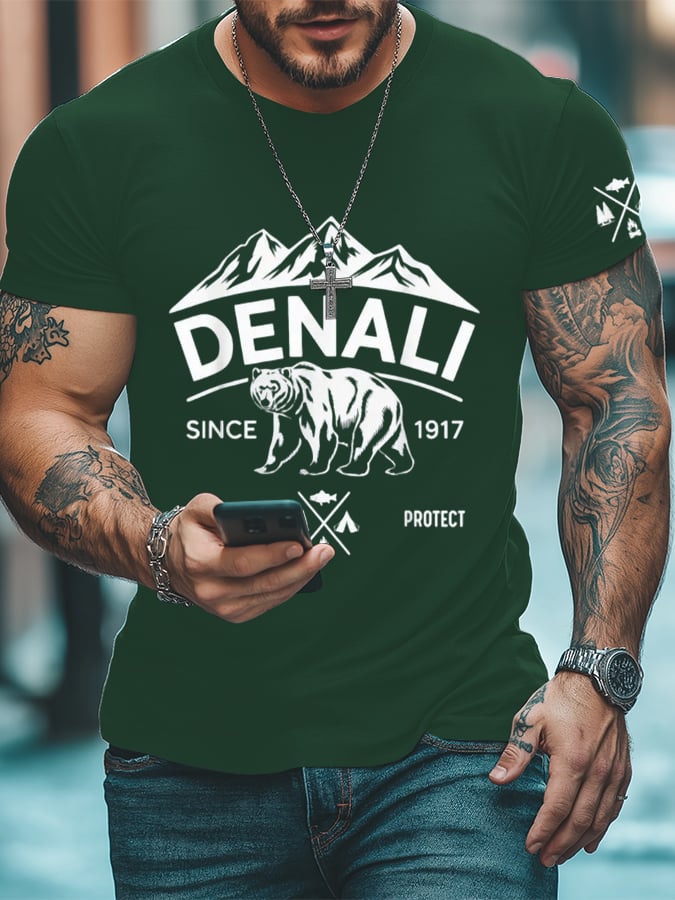 Men's Protect Our National Parks Printed Round Neck T-Shirt