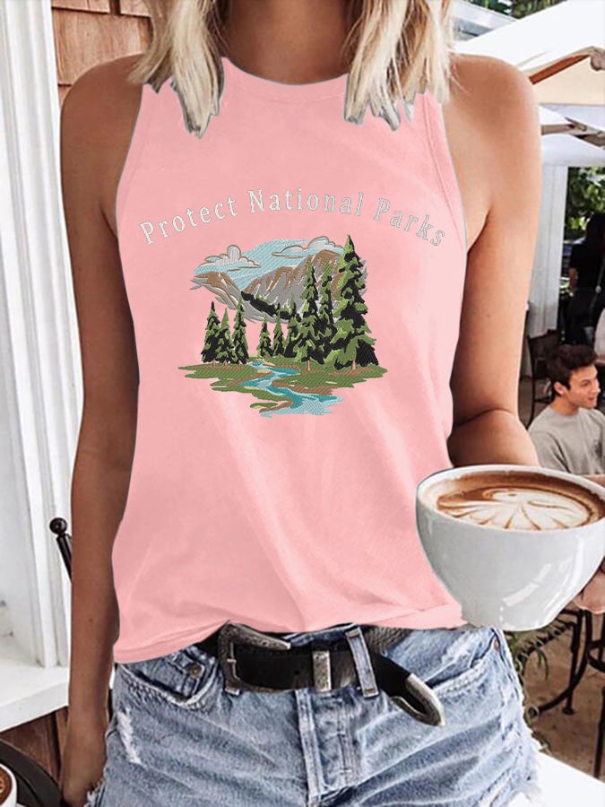Women’s Retro Protect Our National Parks Print Tank Top