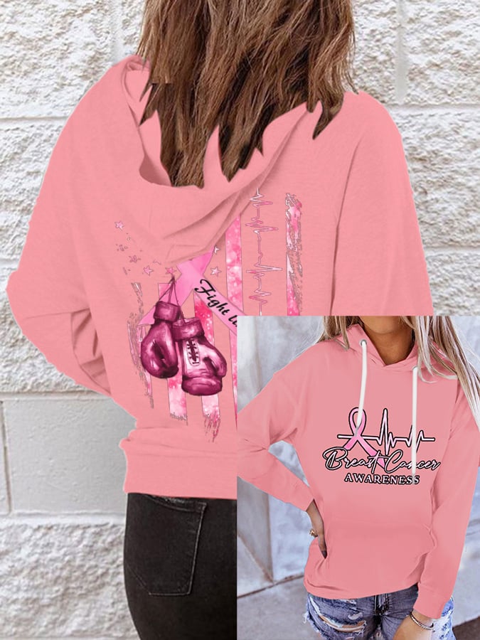Women'S Casual Printed Hooded Long-Sleeve Sweatshirt