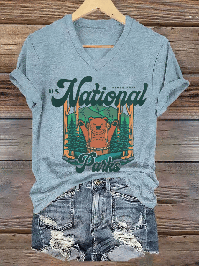 Women's Protect National Parks Print V-Neck T-Shirt
