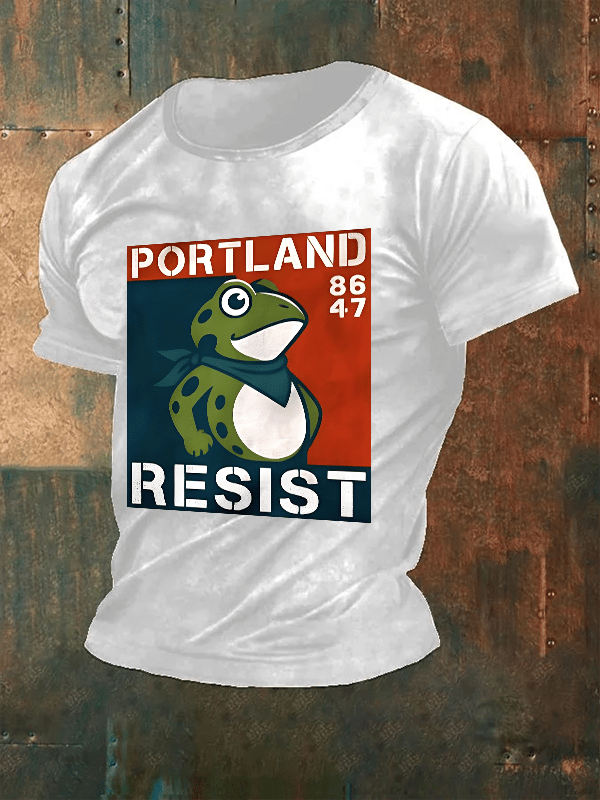 Men's Portland Frog 8647 resist Print T-Shirt