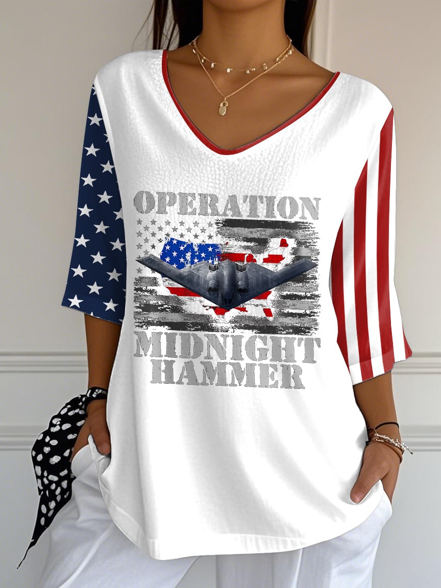 Women's Operation Midnight Hammer Printed Mid-Sleeve Casual T-Shirt