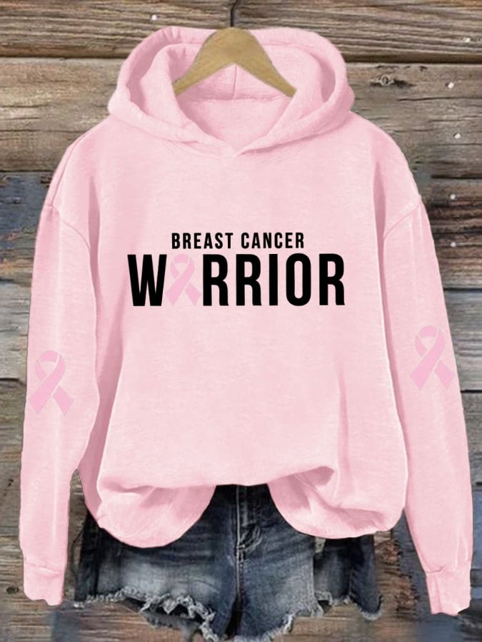 Women's Breast Cancer Sequin Pink Ribbon Hoodie
