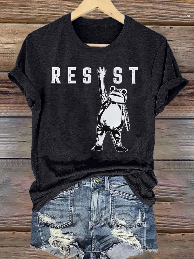 Women's Portland Frog Resist Printed Casual T-Shirt