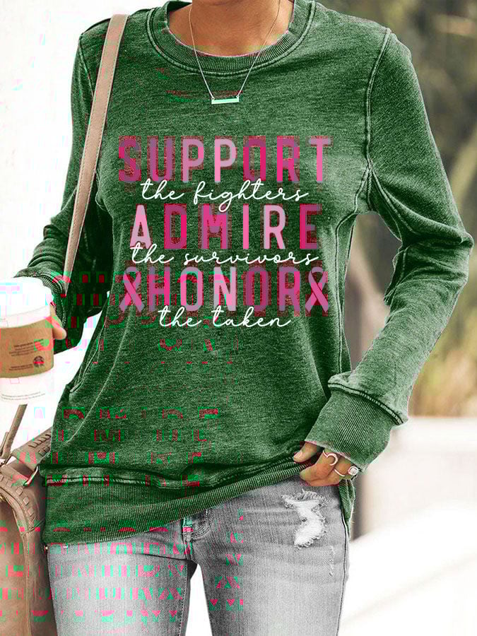 Women'S Casual Support The Fighter Admire The Survivors Honor The Taken Long-Sleeved Sweatshirt