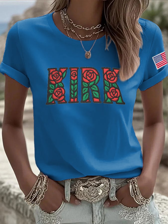 Women's Retro Rose Print T-Shirt