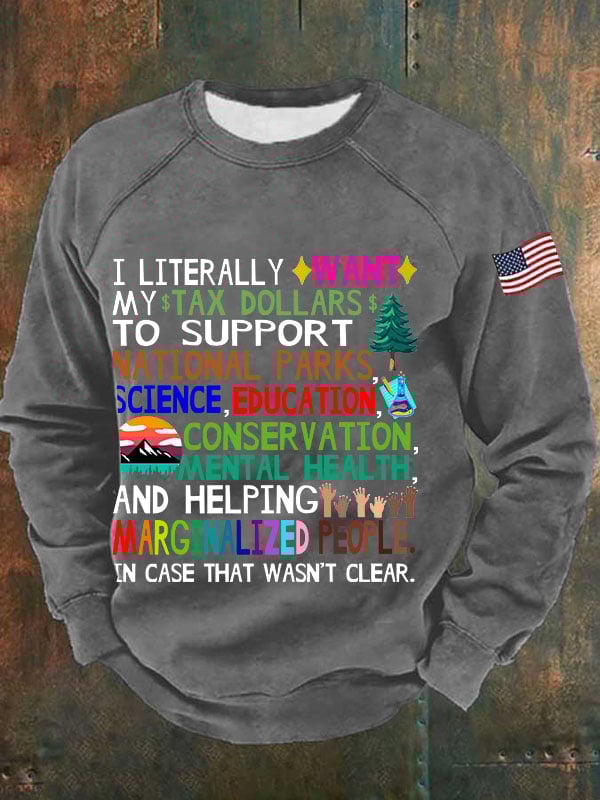 Man's Support Our National Parks Print Casual Sweatershirt