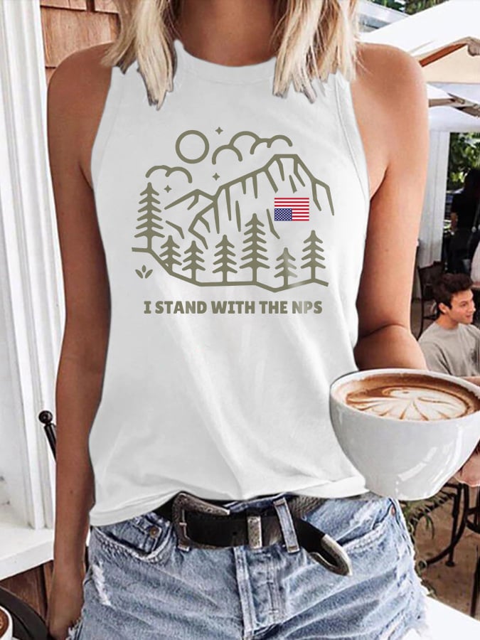 Retro I Stand With The NPS National Park Support Print Vest