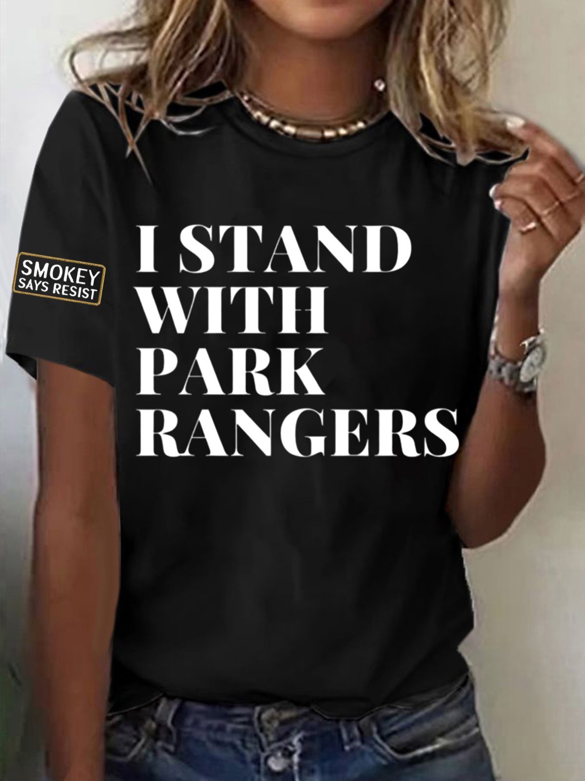 Women's I Stand With Park Rangers Printed Short-Sleeved T-Shirt
